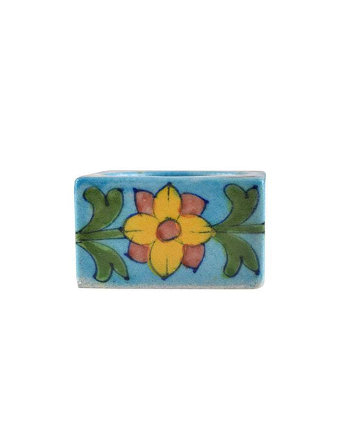 Blue Pottery Candle Holder Set Of 2pcs.